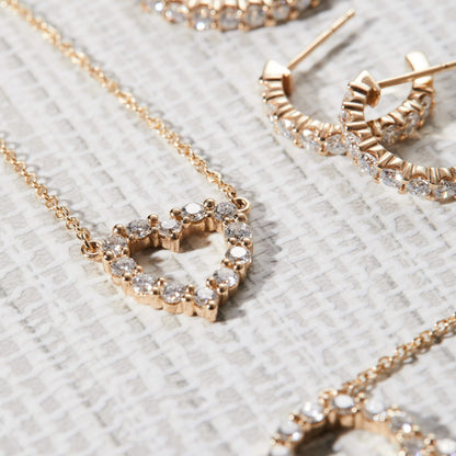 Rosecliff Small Heart Diamond Necklace in 14k Gold (April)