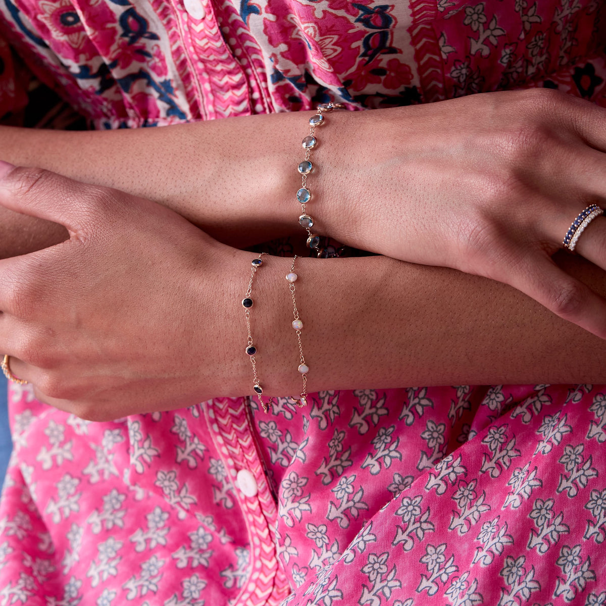 Petite 7 Birthstone Bracelet in 14k Gold