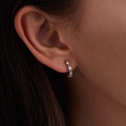 Rosecliff Small Circle Diamond & Alexandrite Necklace and Huggie Hoop Earrings Set in 14k Gold (June)