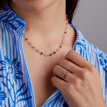 Rainbow Newport Necklace in 14k Gold