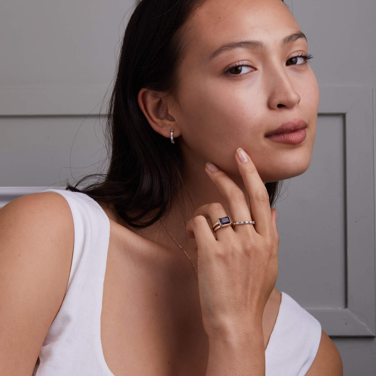 Warren Horizontal Alexandrite Ring in 14k Gold (June)