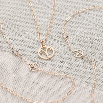 Zodiac & Birthstone Adelaide Mini Bracelet in 14k Gold
