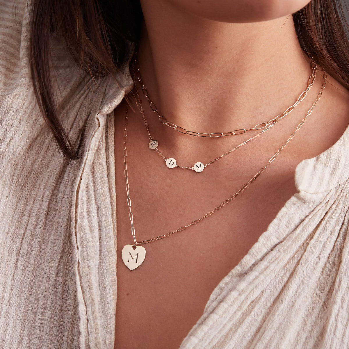 3 Letter Necklace in 14k Gold (Single Spacing)