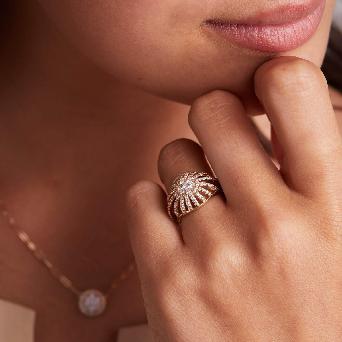 Palmer Diamond Dome Ring in Solid 14k Gold