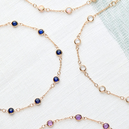 Petite 7 Birthstone Bracelet in 14k Gold