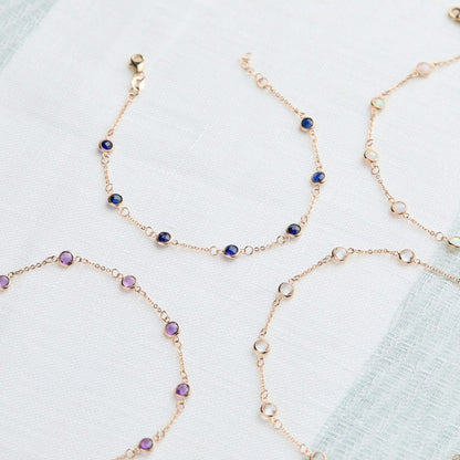 Bayberry 7 Amethyst Bracelet in 14k Gold (February)
