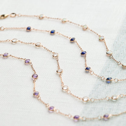 Petite 7 Birthstone Bracelet in 14k Gold