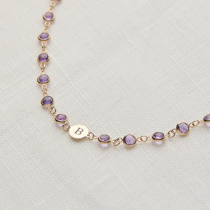 Newport 1 Letter Birthstone Necklace in 14k Gold