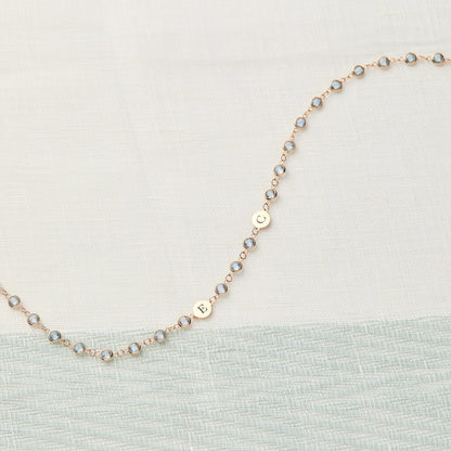 Newport 2 Letter Birthstone Necklace in 14k Gold