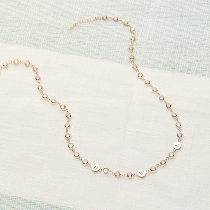 Newport 3 Letter Birthstone Necklace in 14k Gold