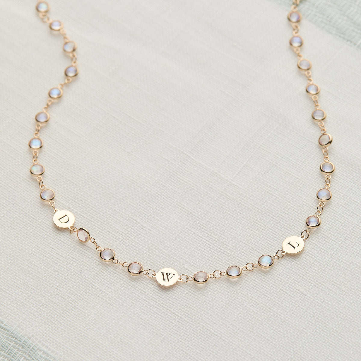 Newport 3 Letter Birthstone Necklace in 14k Gold