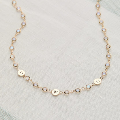 Newport 3 Letter Birthstone Necklace in 14k Gold