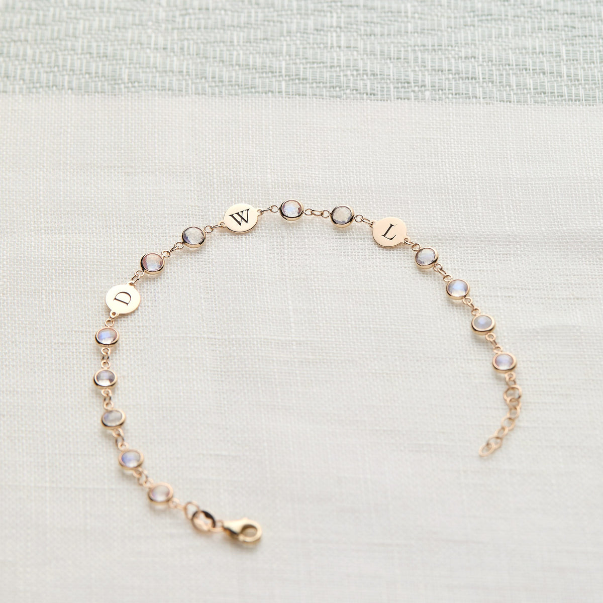 Newport 3 Letter Birthstone Bracelet in 14k Gold