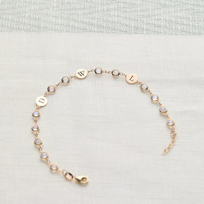 Newport 3 Letter Birthstone Bracelet in 14k Gold