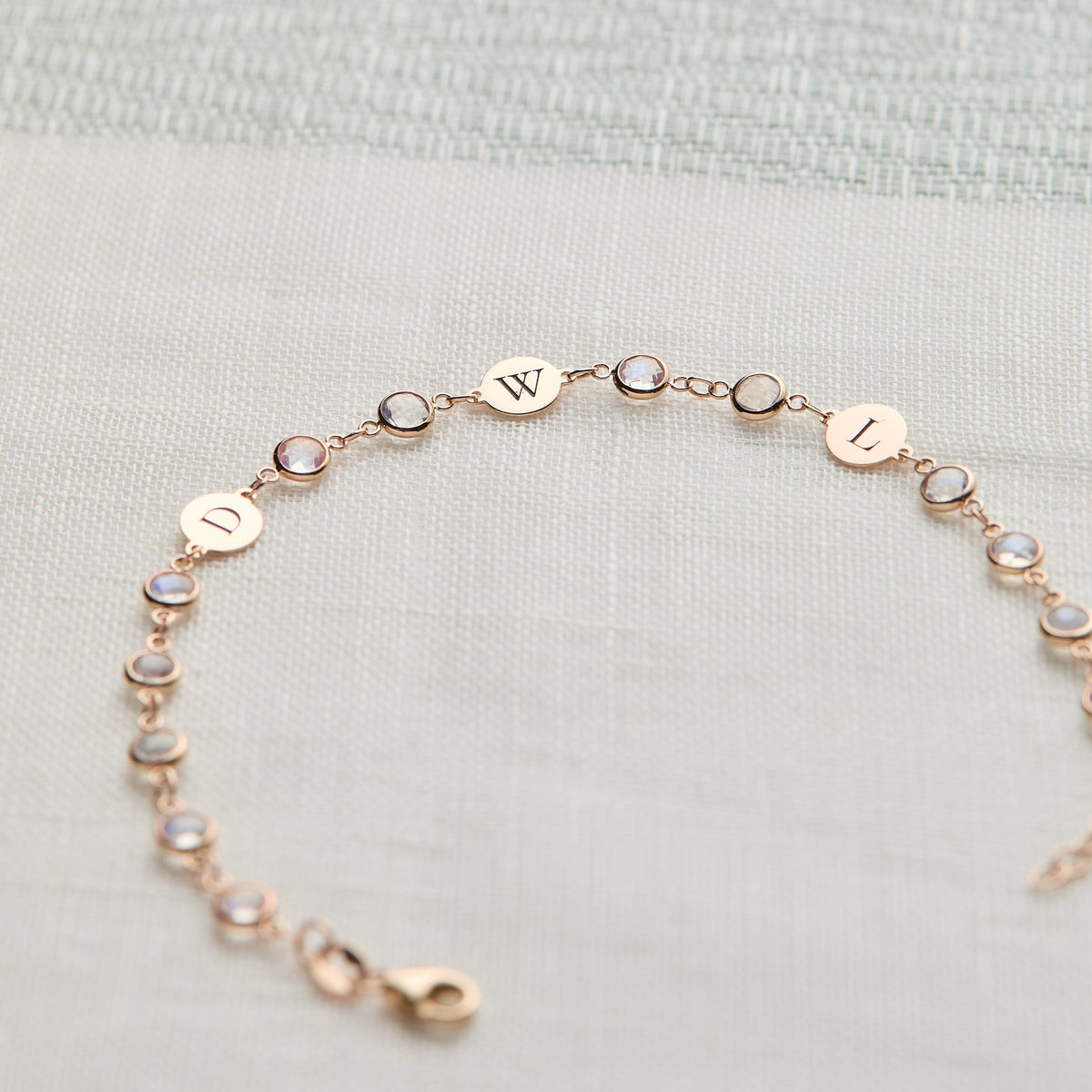 Newport 3 Letter Birthstone Bracelet in 14k Gold