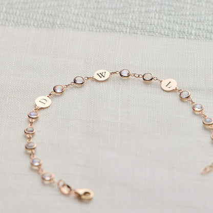 Newport 3 Letter Birthstone Bracelet in 14k Gold