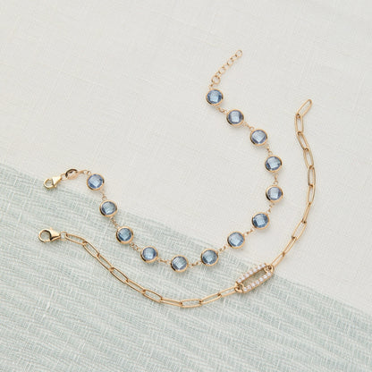 Newport Grand Aquamarine Bracelet in 14k Gold (March)