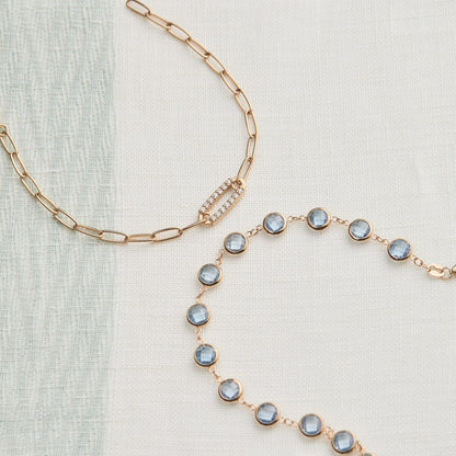 Newport Grand Aquamarine Bracelet in 14k Gold (March)