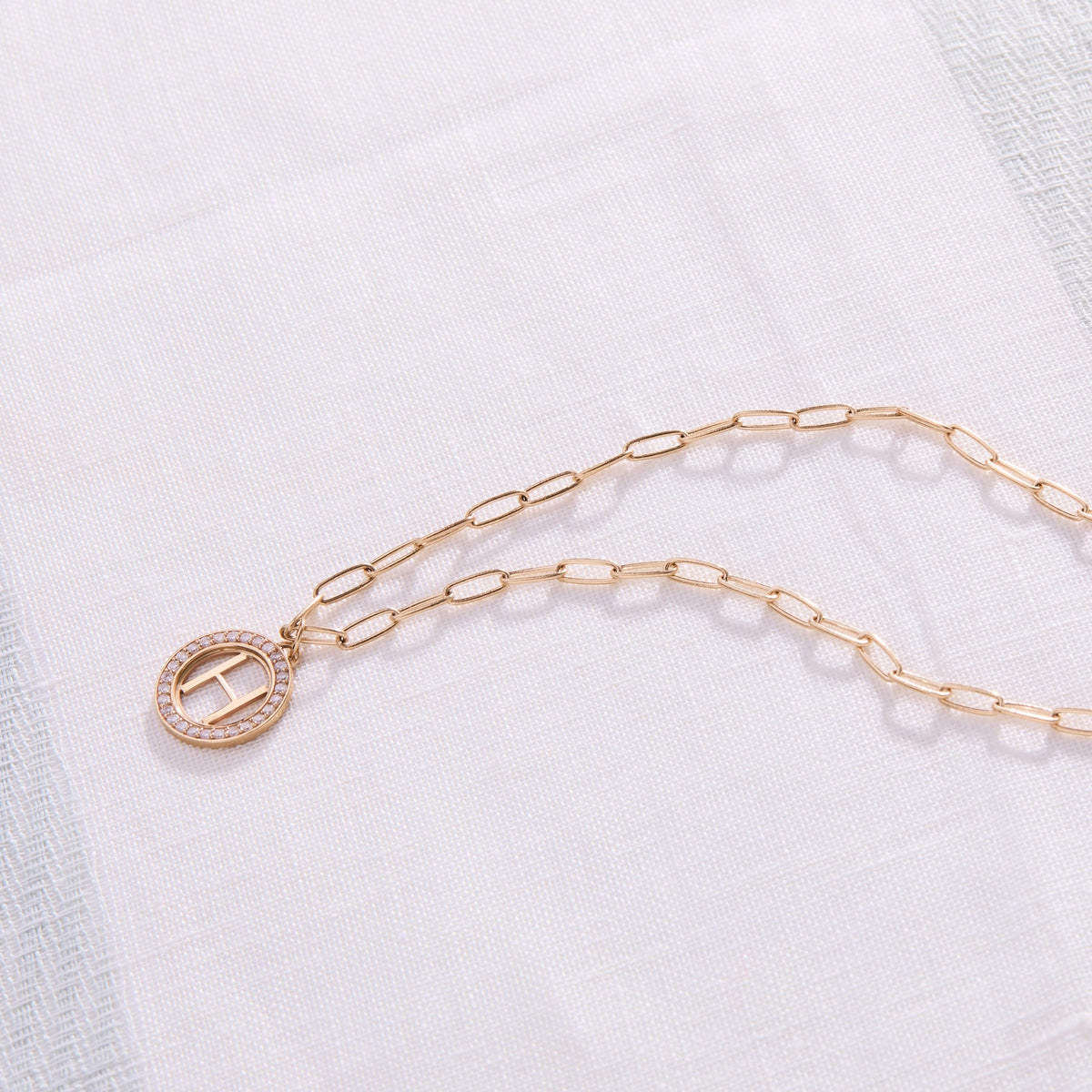 Letter & Diamond Pendant in 14k Gold (April)