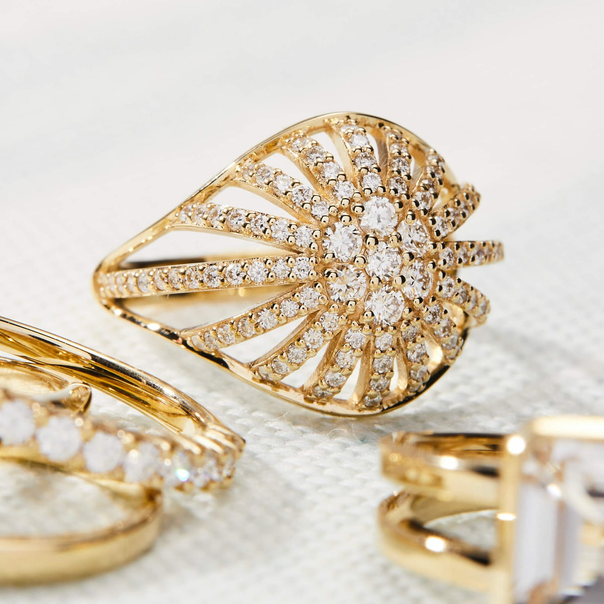 Palmer Diamond Dome Ring in Solid 14k Gold