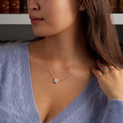 Greenwich Flower Opal & Diamond Necklace in 14k Gold (October)