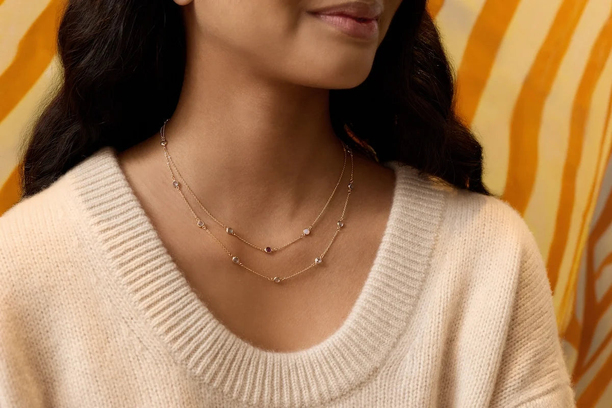 Bayberry 11 Moonstone Necklace in 14k Gold (June)