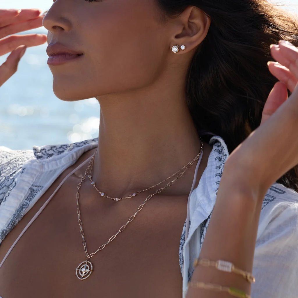 Compass Birthstone Pendant in 14k Gold