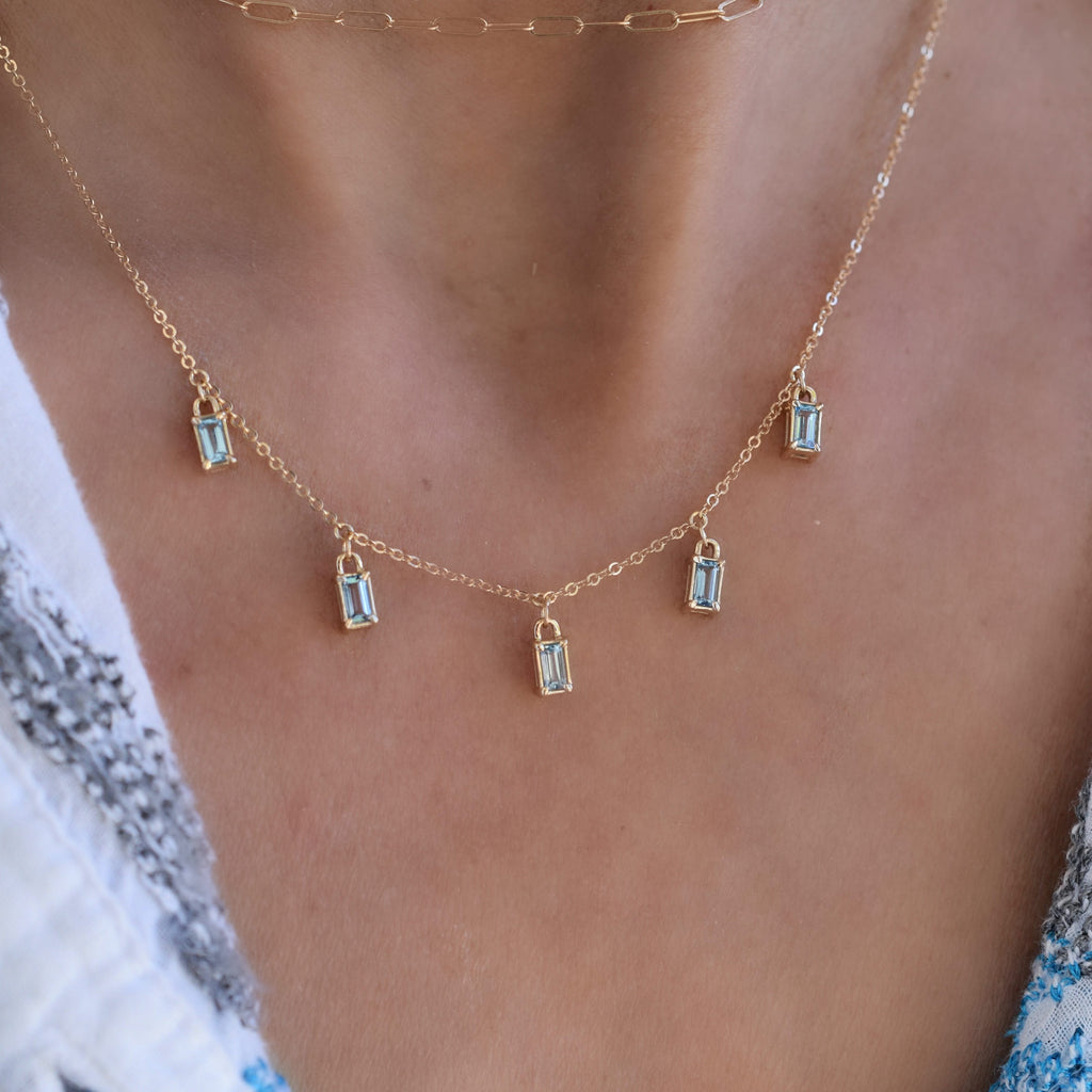 Providence 5 Nantucket Blue Topaz Drop Necklace in 14k Gold (December)