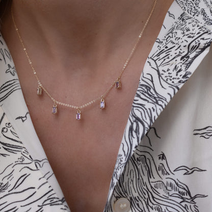 Providence 5 Amethyst Drop Necklace in 14k Gold (February)