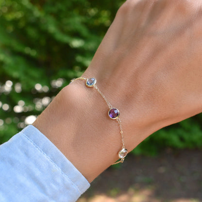 Grand 4 Birthstone Bracelet in 14k Gold