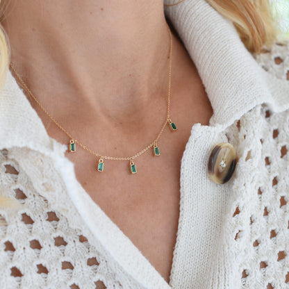 Providence 5 Emerald Drop Necklace in 14k Gold (May)