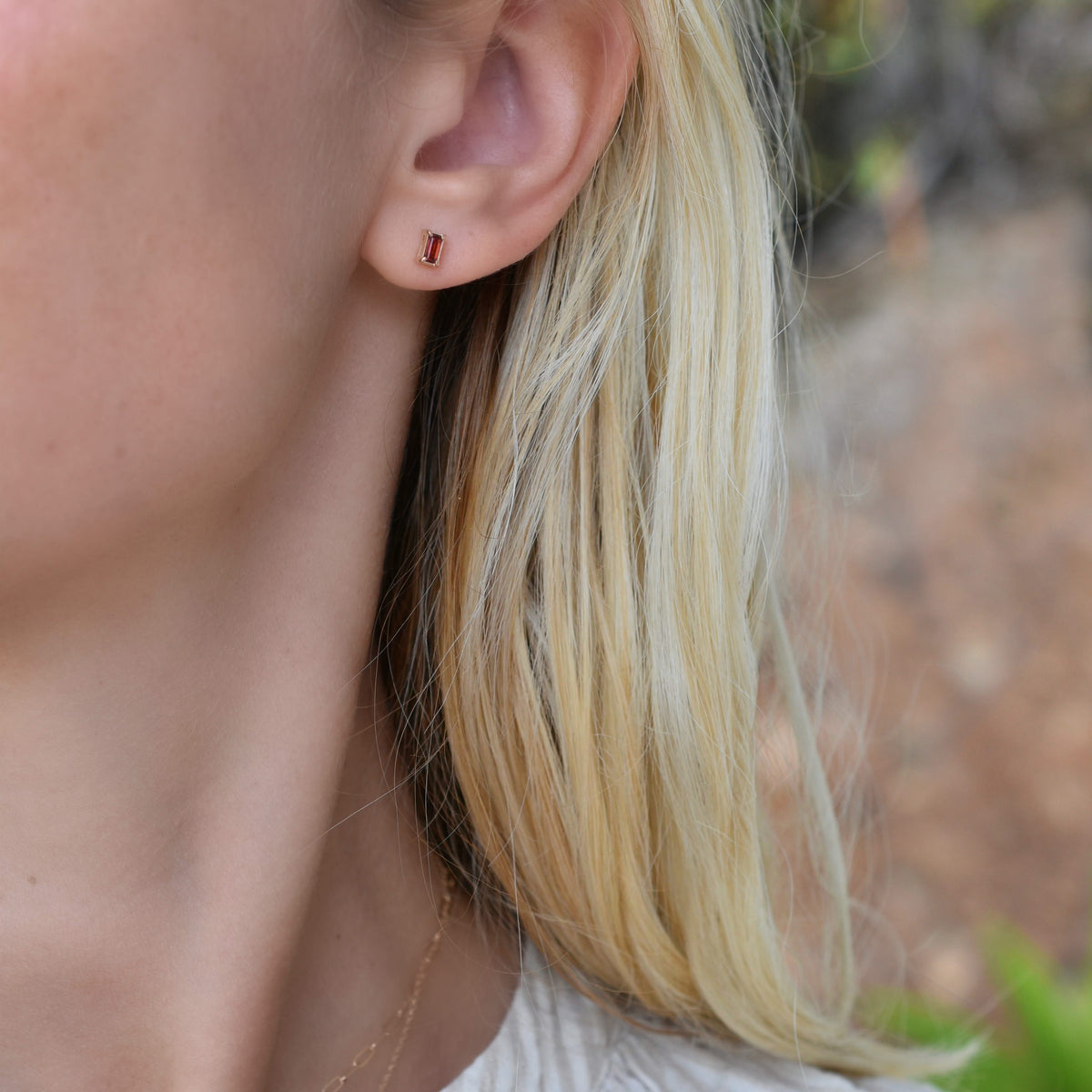 Providence Garnet Stud Earrings in 14k Gold (January)