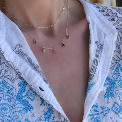 Providence 5 Sapphire Drop Necklace in 14k Gold (September)