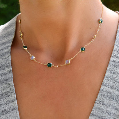 Grand 9 Birthstone Necklace in 14k Gold