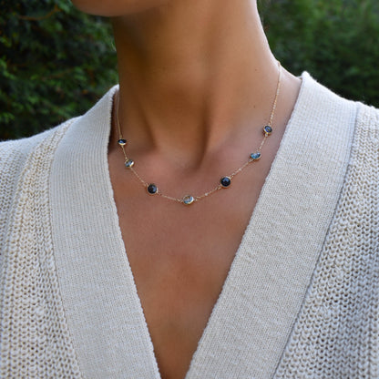 Grand 7 Birthstone Necklace in 14k Gold