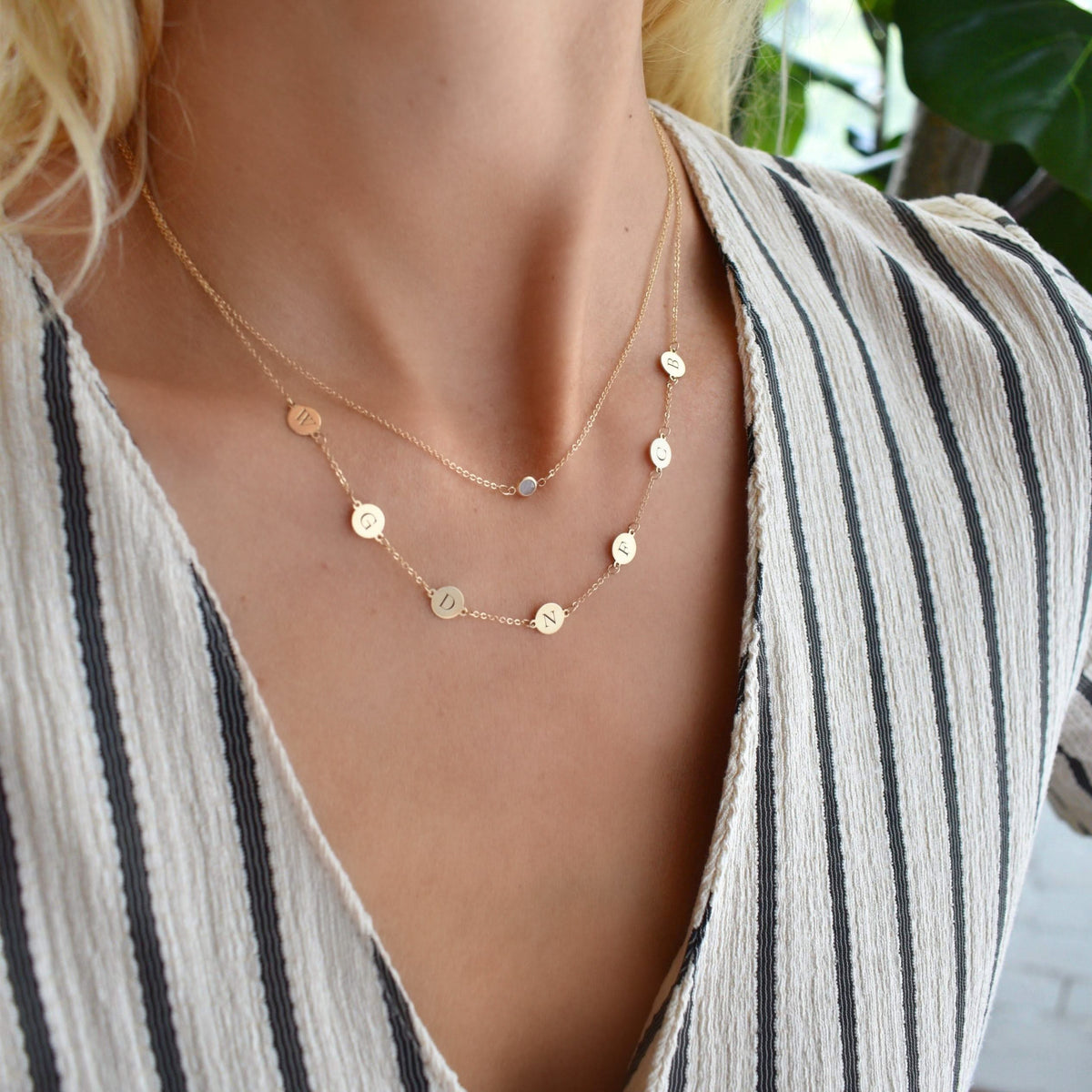 7 Letter Necklace in 14k Gold (Double Spacing)