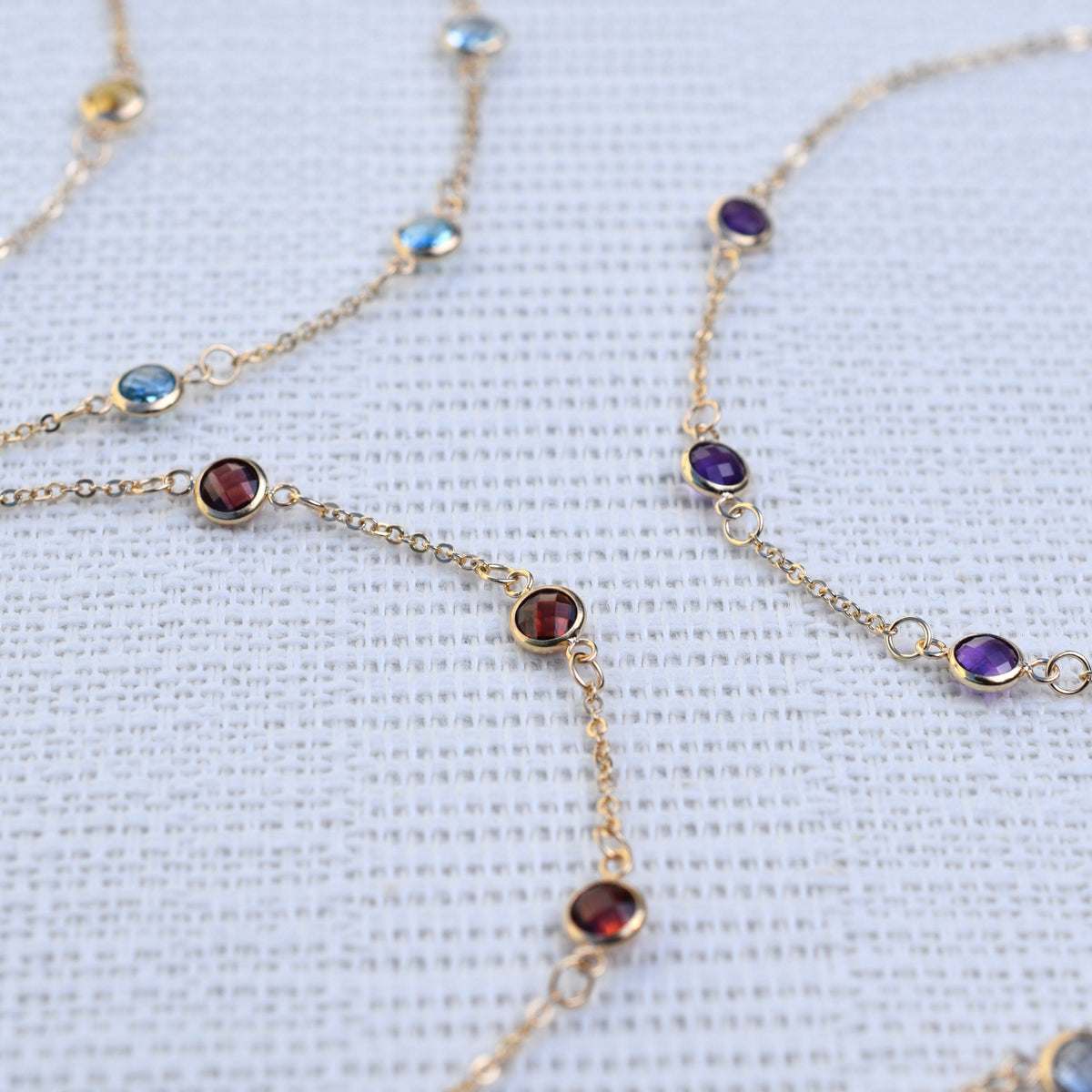 Bayberry 3 Garnet Bracelet in 14k Gold (January)