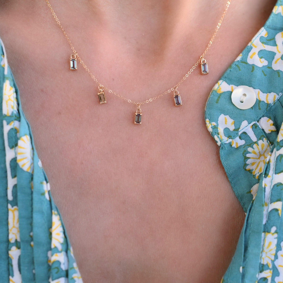 Providence 5 Alexandrite Drop Necklace in 14k Gold (June)