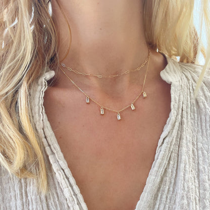 Providence 5 White Topaz Drop Necklace in 14k Gold (April)