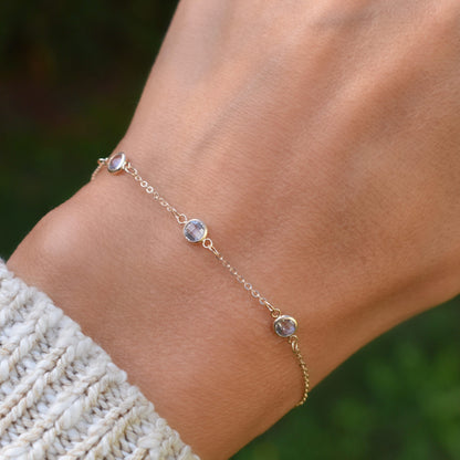 Bayberry 3 Aquamarine Bracelet in 14k Gold (March)