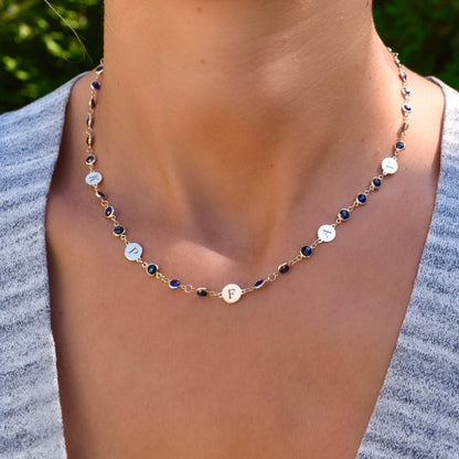 Newport 5 Letter Birthstone Necklace in 14k Gold