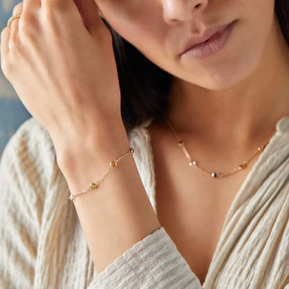 Petite 5 Birthstone Bracelet in 14k Gold