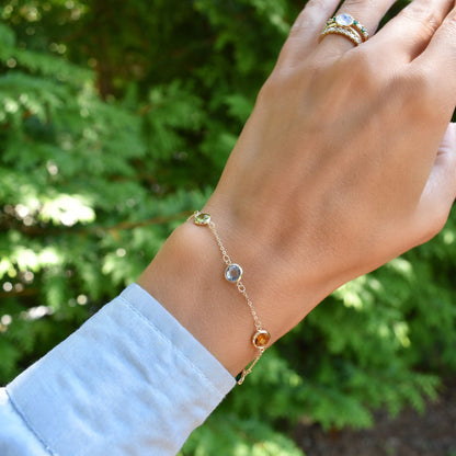 Grand 6 Birthstone Bracelet in 14k Gold