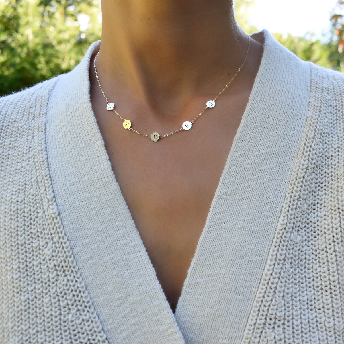 5 Letter Necklace in 14k Gold (Double Spacing)