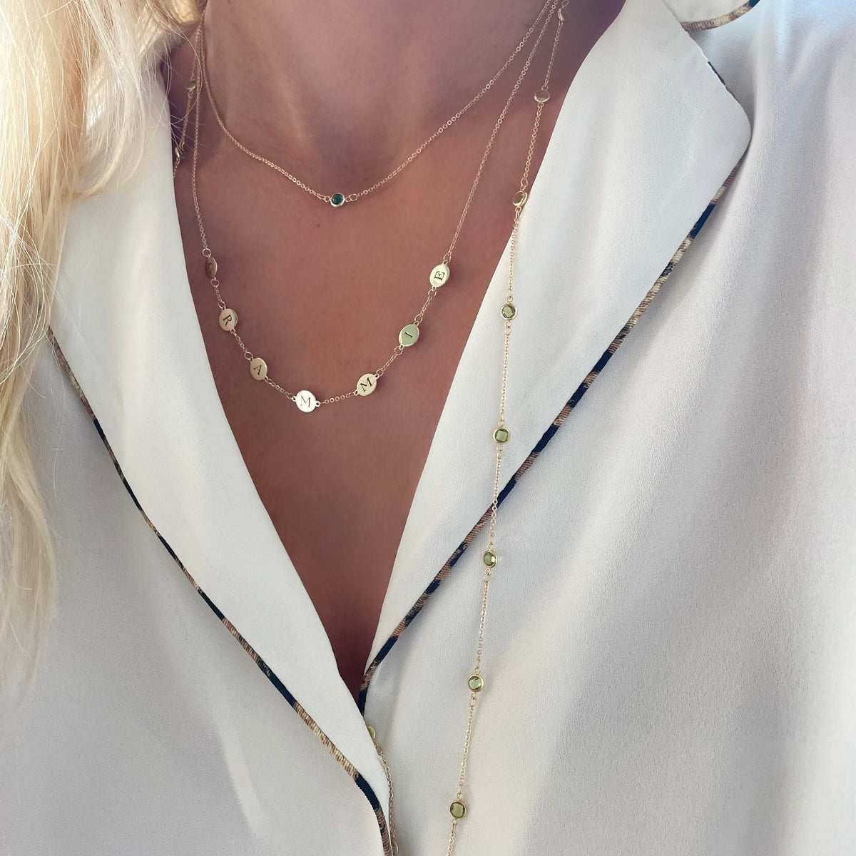 7 Letter Necklace in 14k Gold (Single Spacing)