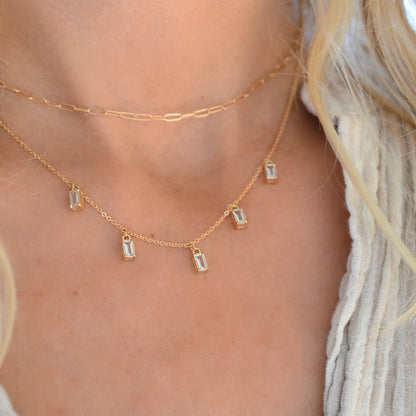 Providence 5 Aquamarine Drop Necklace in 14k Gold (March)