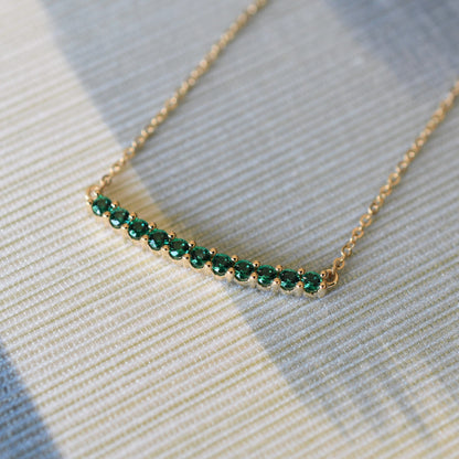Rosecliff Emerald Bar Necklace in 14k Gold (May)