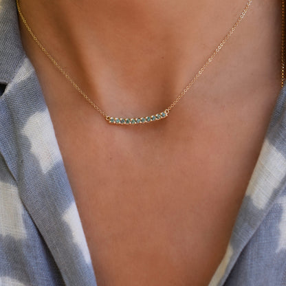 Rosecliff Alexandrite Bar Necklace and Huggie Hoop Earrings Set in 14k Gold (June)