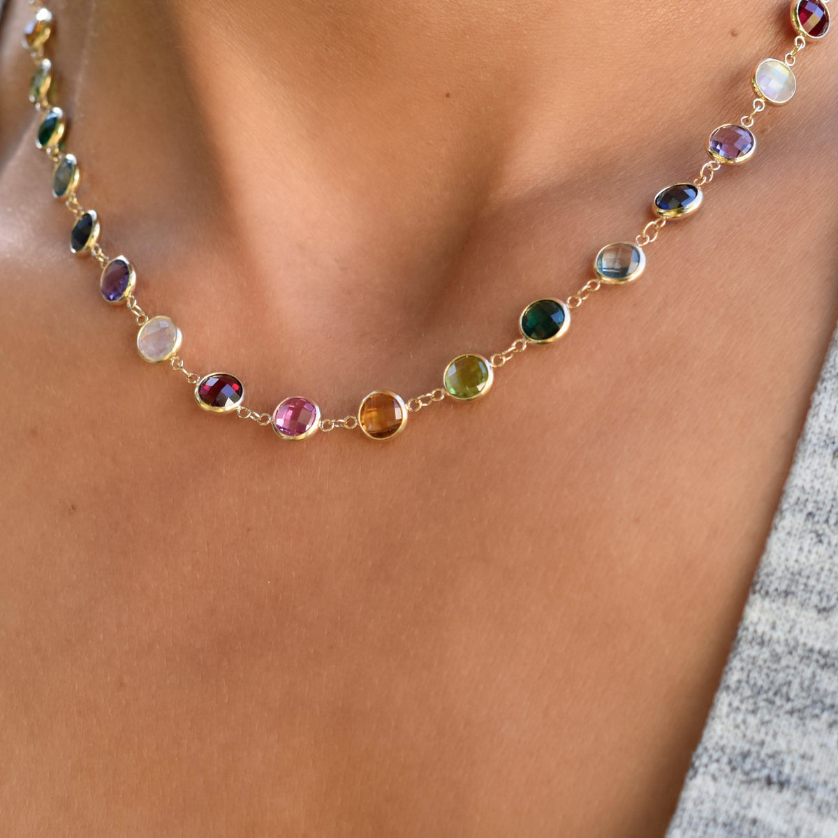 Rainbow Newport Grand Necklace in 14k Gold