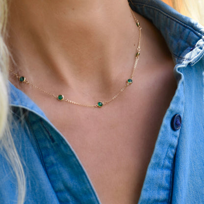 Bayberry 11 Emerald Necklace in 14k Gold (May)